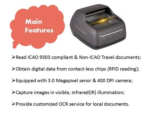 Compact 235*250*148mm Drivers License Scanner and Hotel Passport Reader with SDK