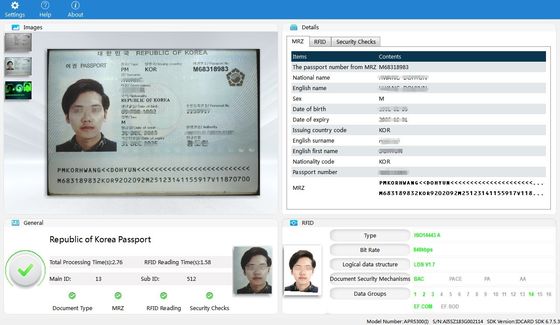 24 Bit Colour Depth Automatic Passport ID Card Reader for Smart Scanning at OCR Kiosks